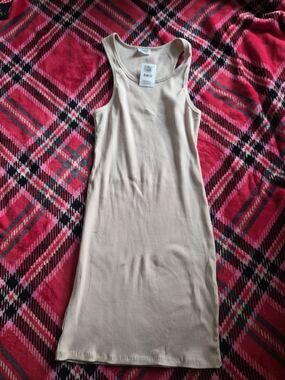 Cotton On Beige Ribbed Tank Midi Dress